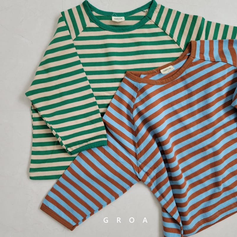 GROA - Korean Children Fashion - #Kfashion4kids - Stripe Raglan Tee