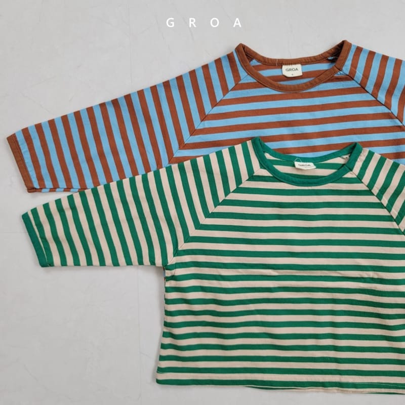 GROA - Korean Children Fashion - #Kfashion4kids - Stripe Raglan Tee - 2