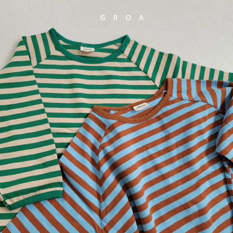 GROA - Korean Children Fashion - #Kfashion4kids - Stripe Raglan Tee - 3