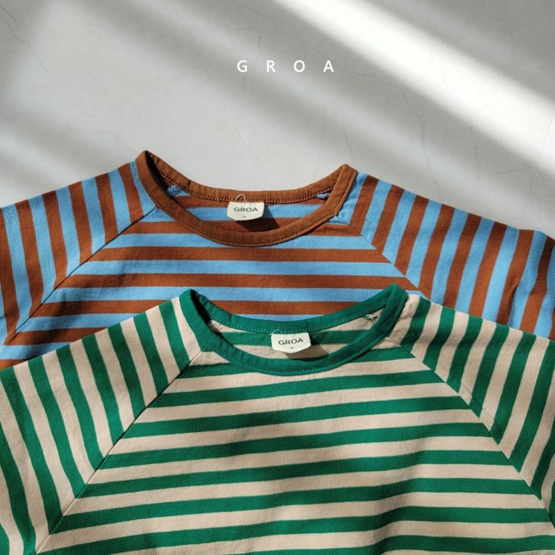 GROA - Korean Children Fashion - #Kfashion4kids - Stripe Raglan Tee - 4