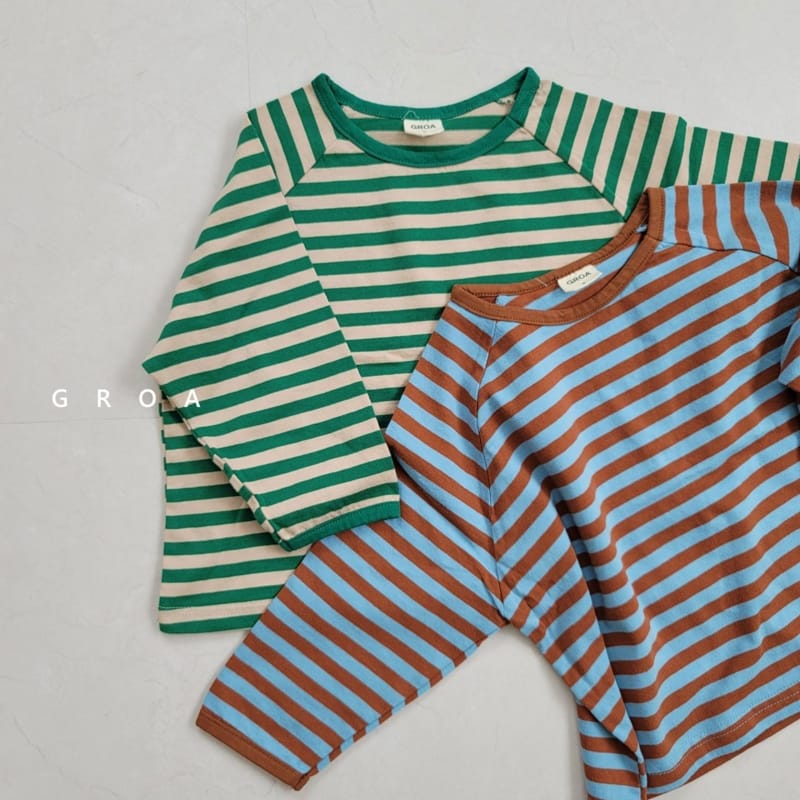 GROA - Korean Children Fashion - #Kfashion4kids - Stripe Raglan Tee - 7