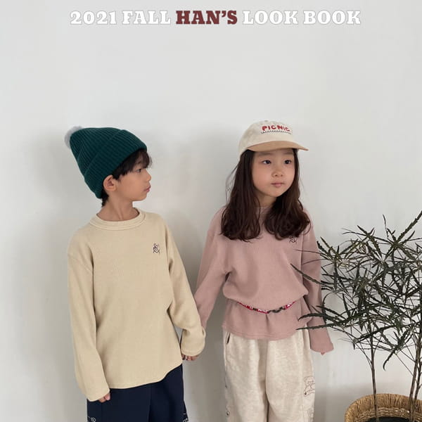 HAN'S - Korean Children Fashion - #Kfashion4kids - Bear Embroidery Waffle Tee - 6