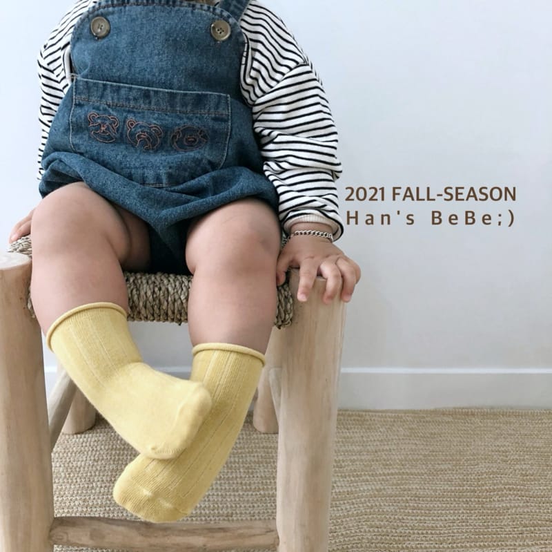 HAN'S - Korean Children Fashion - #Kfashion4kids - Denim Suspender Bodysuit - 12