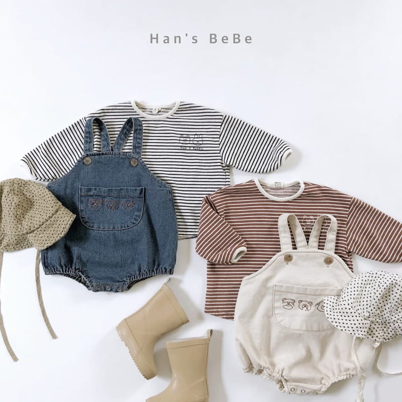 HAN'S - Korean Children Fashion - #Kfashion4kids - Denim Suspender Bodysuit - 4
