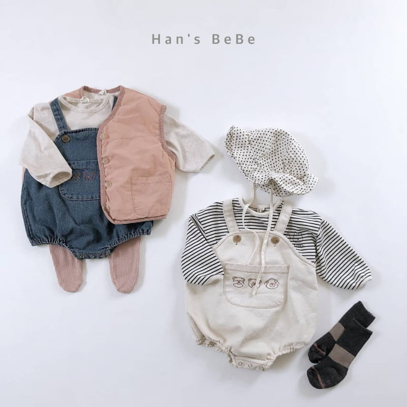 HAN'S - Korean Children Fashion - #Kfashion4kids - Denim Suspender Bodysuit - 6