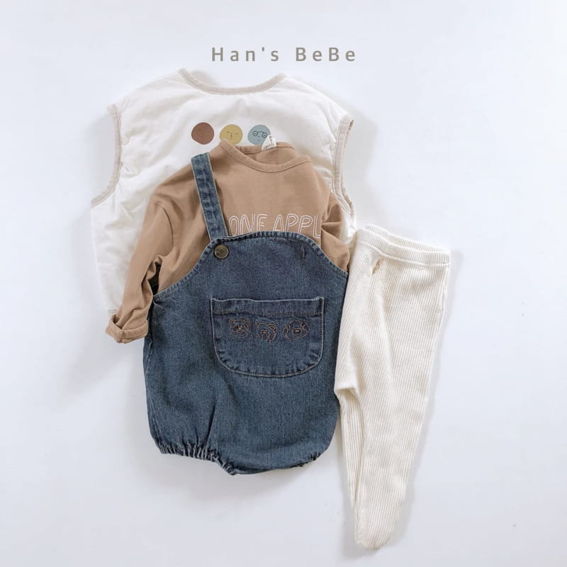 HAN'S - Korean Children Fashion - #Kfashion4kids - Denim Suspender Bodysuit - 7
