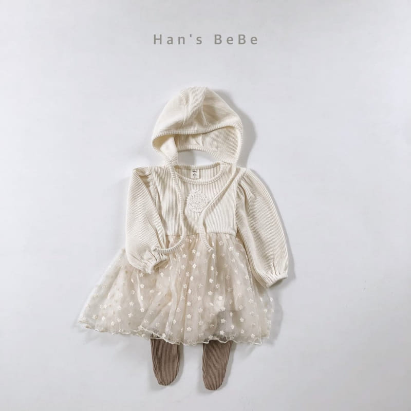 HAN'S - Korean Children Fashion - #Kfashion4kids - Bebe Cha One-piece with Bonnet