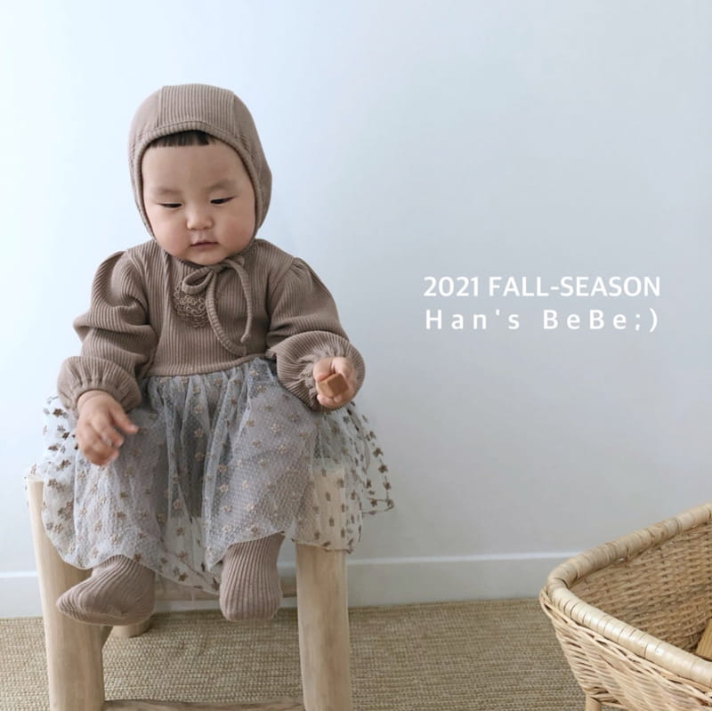 HAN'S - Korean Children Fashion - #Kfashion4kids - Bebe Cha One-piece with Bonnet - 11