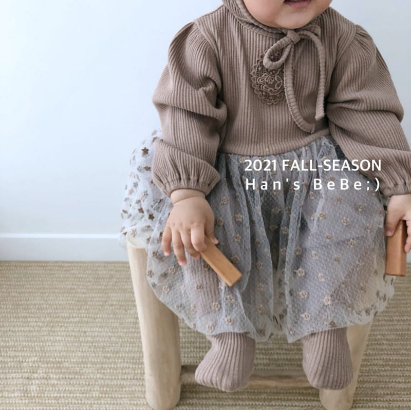 HAN'S - Korean Children Fashion - #Kfashion4kids - Bebe Cha One-piece with Bonnet - 12