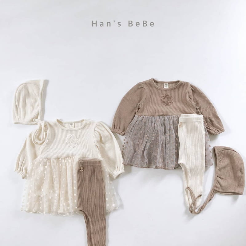 HAN'S - Korean Children Fashion - #Kfashion4kids - Bebe Cha One-piece with Bonnet - 2