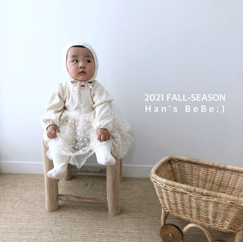 HAN'S - Korean Children Fashion - #Kfashion4kids - Bebe Cha One-piece with Bonnet - 5