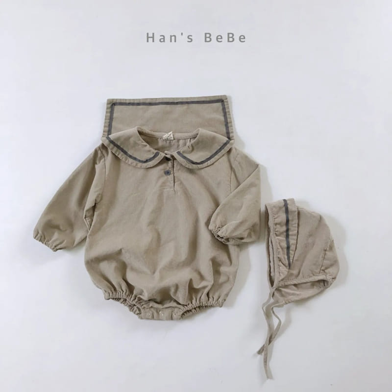 HAN'S - Korean Children Fashion - #Kfashion4kids - Sailor Collar Bodysuit with Bonnet - 2