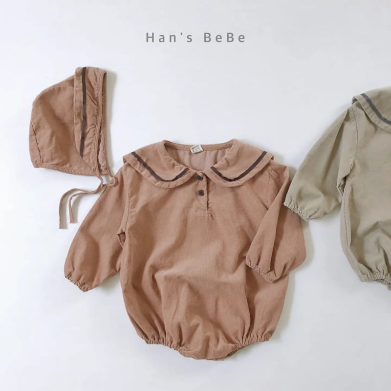 HAN'S - Korean Children Fashion - #Kfashion4kids - Sailor Collar Bodysuit with Bonnet - 3