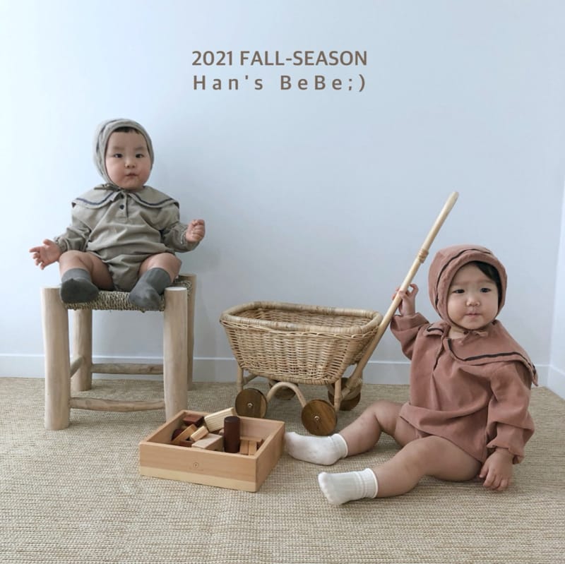 HAN'S - Korean Children Fashion - #Kfashion4kids - Sailor Collar Bodysuit with Bonnet - 8