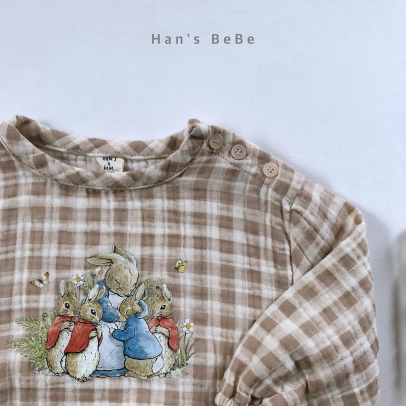HAN'S - Korean Children Fashion - #Kfashion4kids - Check Rabbit Bodysuit with Bonnet