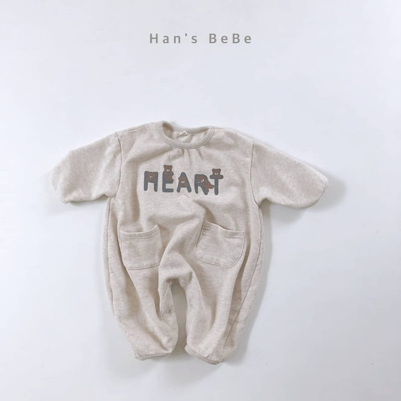 HAN'S - Korean Children Fashion - #Kfashion4kids - Heart Bear Bodysuit