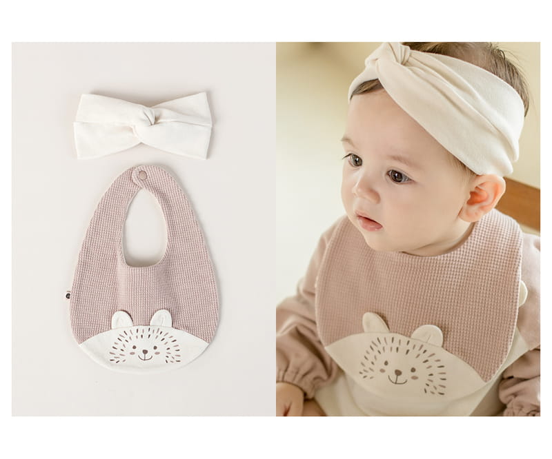 HAPPY PRINCE - Korean Children Fashion - #Kfashion4kids - Erizo Baby Bib + Hairband Set - 7
