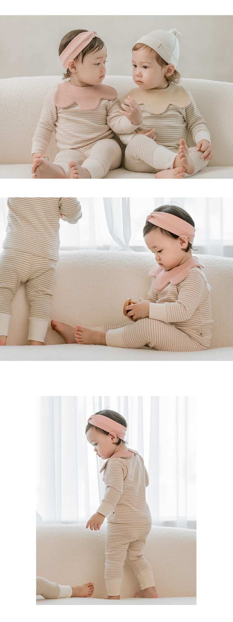 HAPPY PRINCE - Korean Children Fashion - #Kfashion4kids - Ray Ribbed Baby Loungewear Cream Mocha - 7