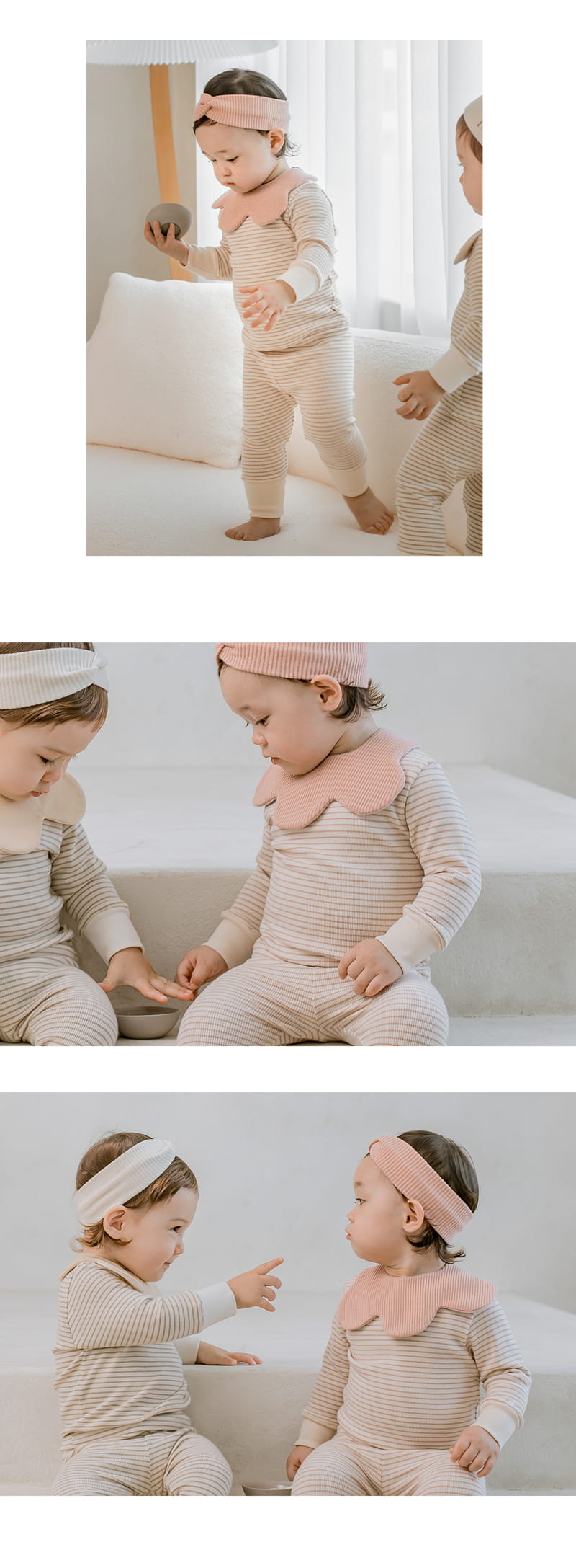 HAPPY PRINCE - Korean Children Fashion - #Kfashion4kids - Ray Ribbed Baby Loungewear Cream Mocha - 9