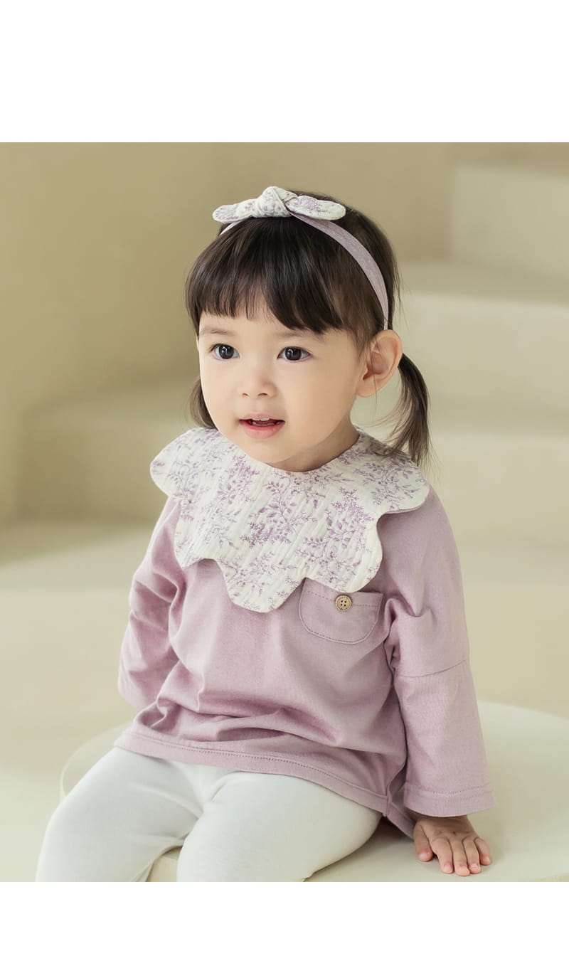 HAPPY PRINCE - Korean Children Fashion - #Kfashion4kids - Lilac Baby Bib + Hairband Set