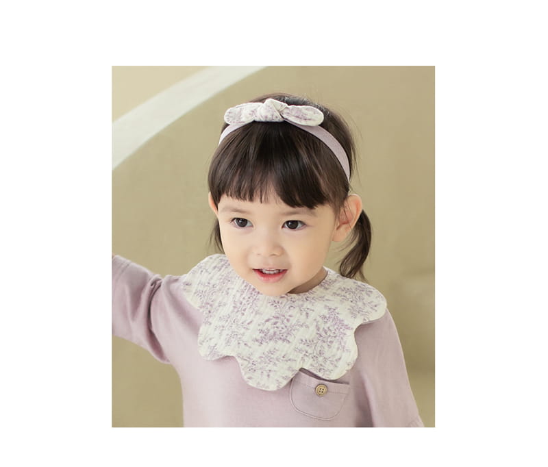 HAPPY PRINCE - Korean Children Fashion - #Kfashion4kids - Lilac Baby Bib + Hairband Set - 2
