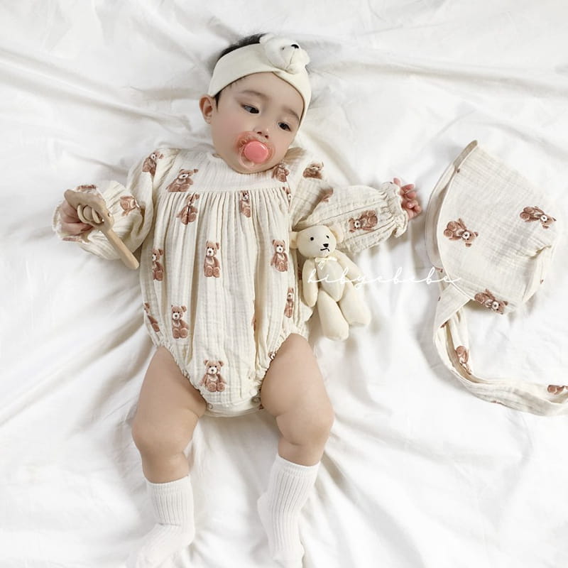 HI BYEBEBE - Korean Children Fashion - #Kfashion4kids - Bebe Cook Bear Bodysuit - 4