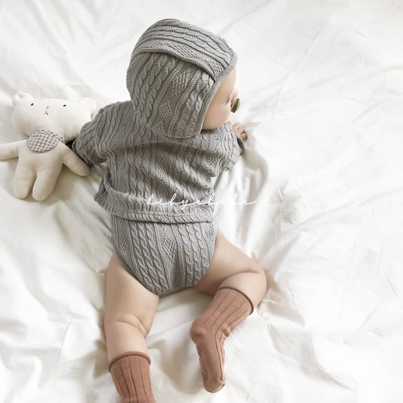 HI BYEBEBE - Korean Children Fashion - #Kfashion4kids - Twist Knit Cardigan Bodysuit Set - 3