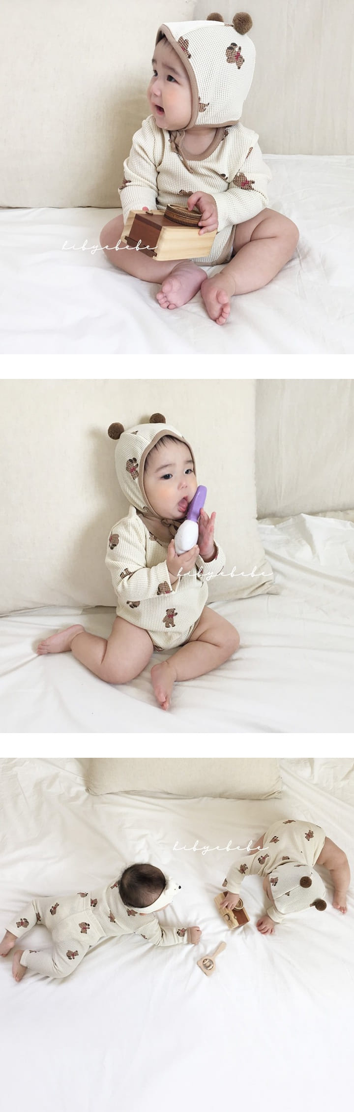 HI BYEBEBE - Korean Children Fashion - #Kfashion4kids - Waffle Bear Bell Bonnet