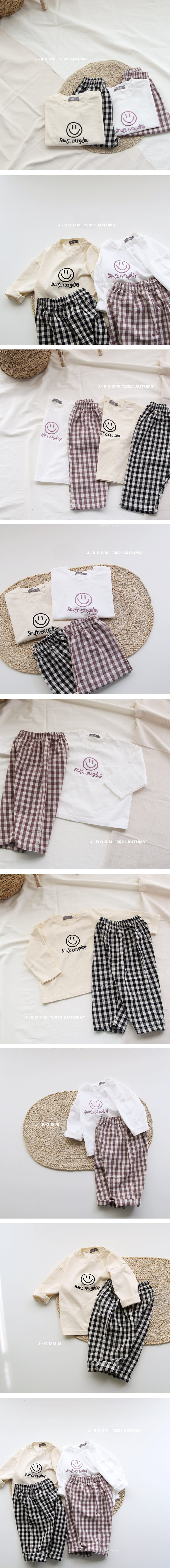 J-ROOM - Korean Children Fashion - #Kfashion4kids - Smile Check Top Bottom Set