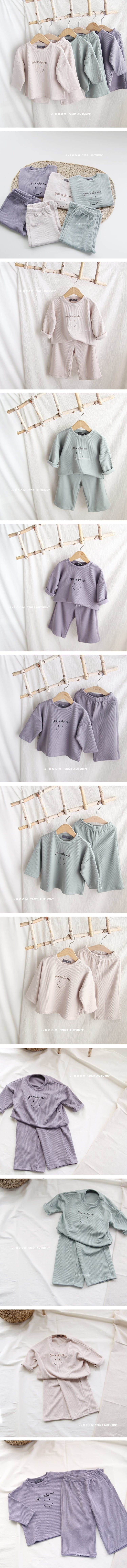 J-ROOM - Korean Children Fashion - #Kfashion4kids - Embroidery Rib Top Bottom Set