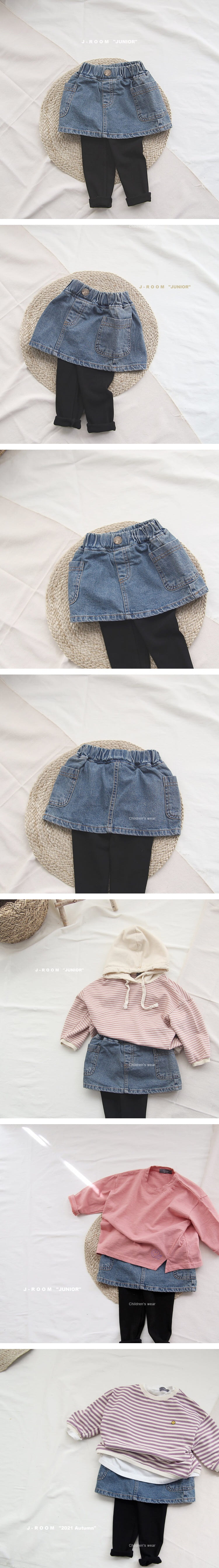 J-ROOM - Korean Children Fashion - #Kfashion4kids - Pocket Denim Skirt Leggings