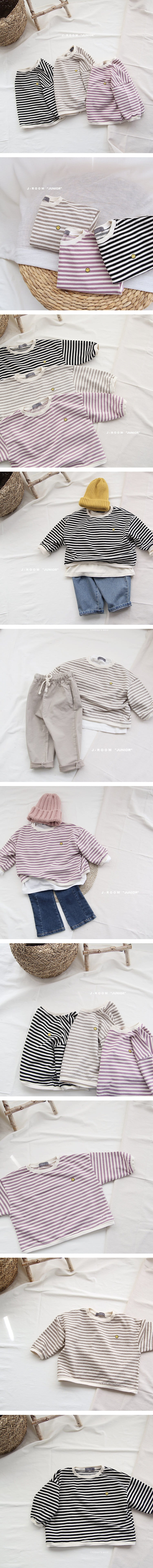 J-ROOM - Korean Children Fashion - #Kfashion4kids - Top Embroidery Stripe Tee