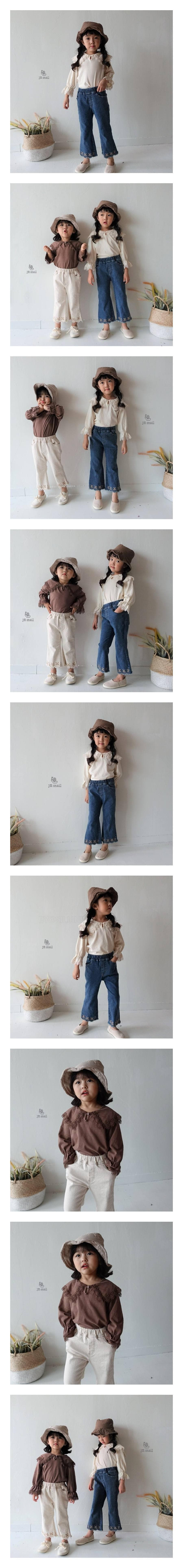 JM SNAIL - Korean Children Fashion - #Kfashion4kids - Wave Embroidery Span Denim Pants