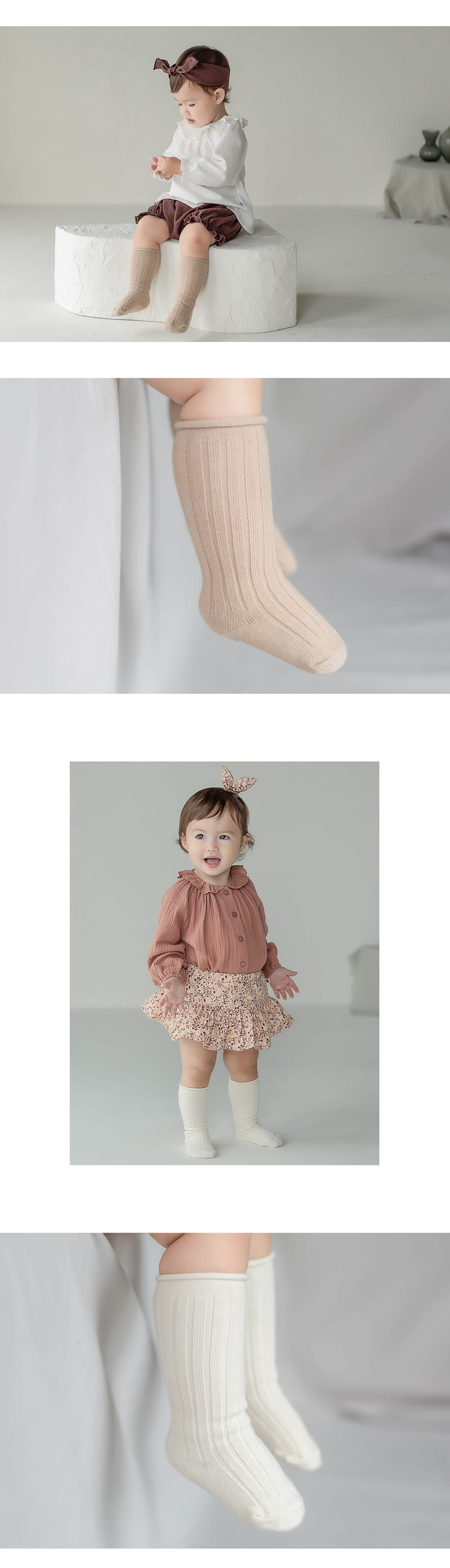 KIDS CLARA - Korean Children Fashion - #Kfashion4kids - Mako Rolling Baby Knee Socks [set of 5] - 6