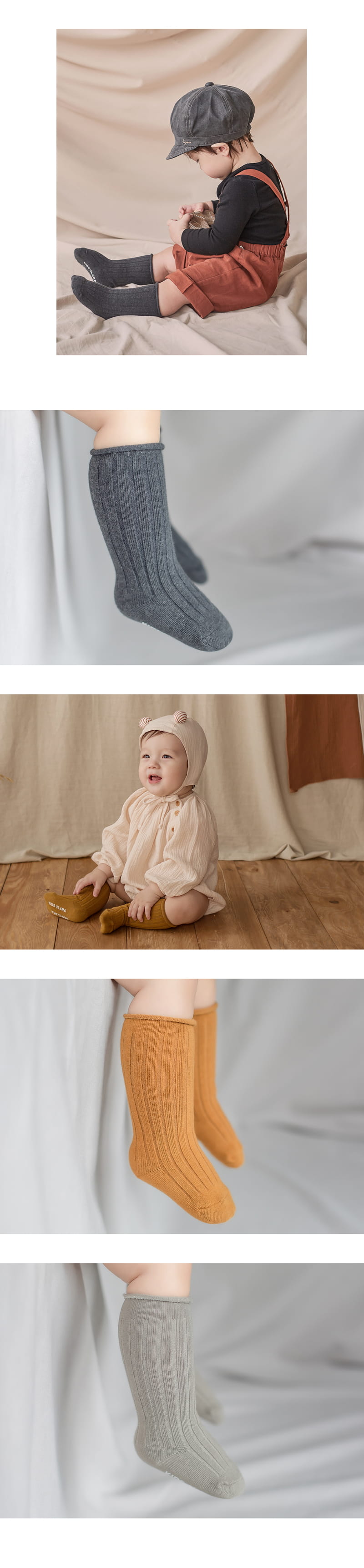 KIDS CLARA - Korean Children Fashion - #Kfashion4kids - Mako Rolling Baby Knee Socks [set of 5] - 9