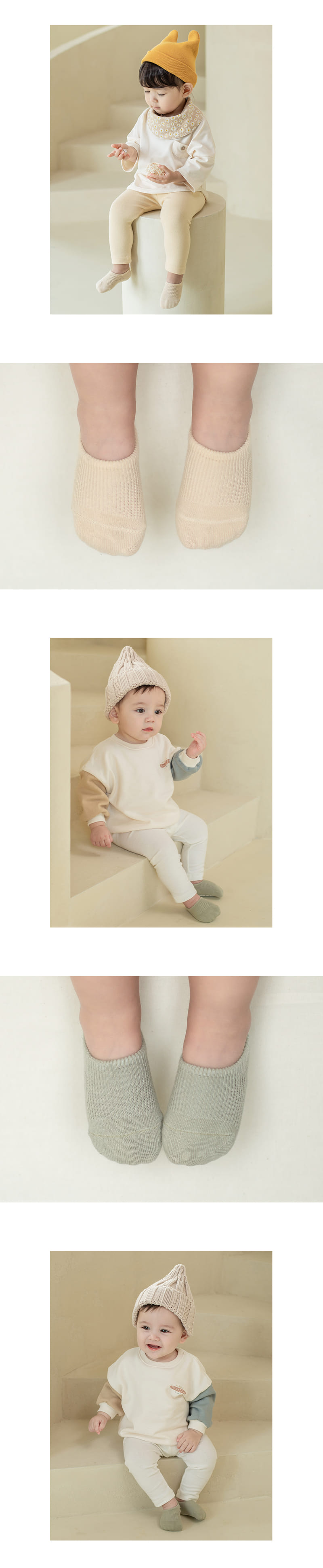 KIDS CLARA - Korean Children Fashion - #Kfashion4kids - Nest Baby Boat Socks 2in1 [set of 5] - 3