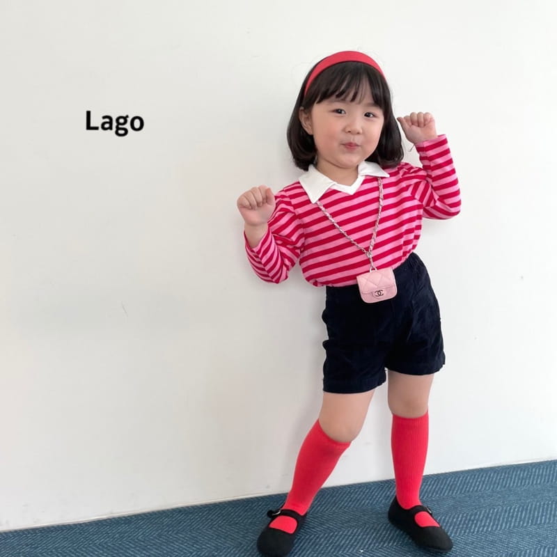 LAGO - Korean Children Fashion - #Kfashion4kids - Stripe Pleats Collar Tee