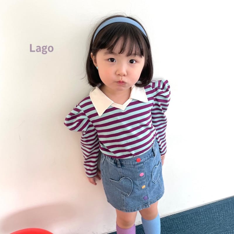 LAGO - Korean Children Fashion - #Kfashion4kids - Stripe Pleats Collar Tee - 10