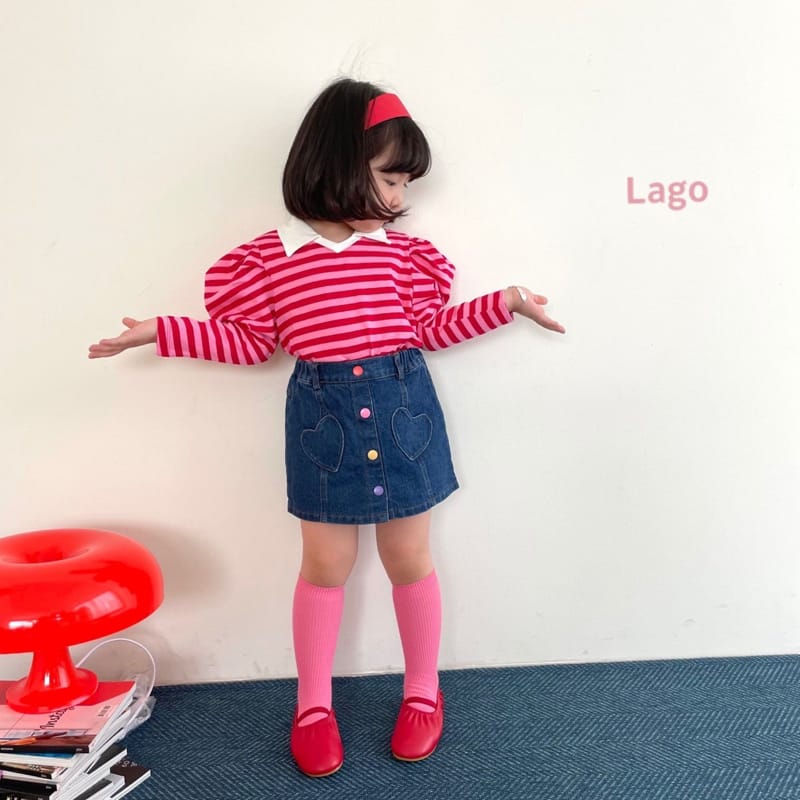 LAGO - Korean Children Fashion - #Kfashion4kids - Stripe Pleats Collar Tee - 4