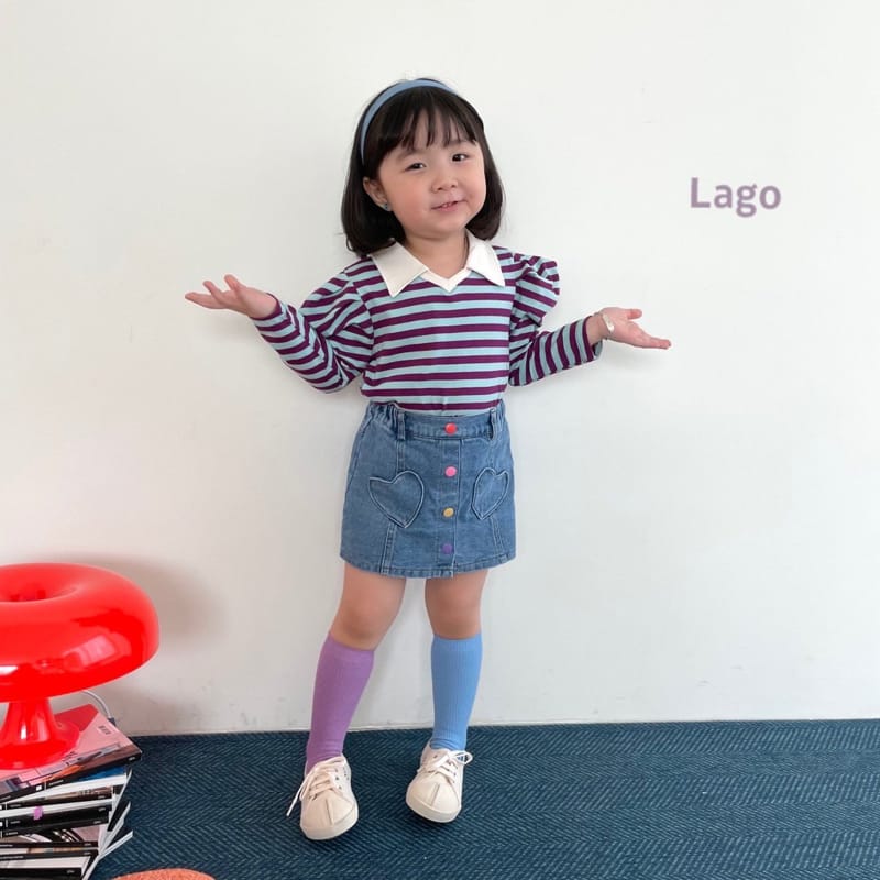 LAGO - Korean Children Fashion - #Kfashion4kids - Stripe Pleats Collar Tee - 5