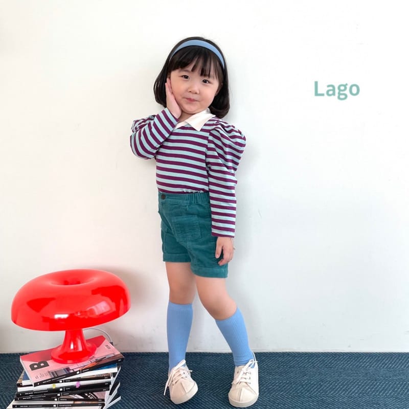 LAGO - Korean Children Fashion - #Kfashion4kids - Stripe Pleats Collar Tee - 7