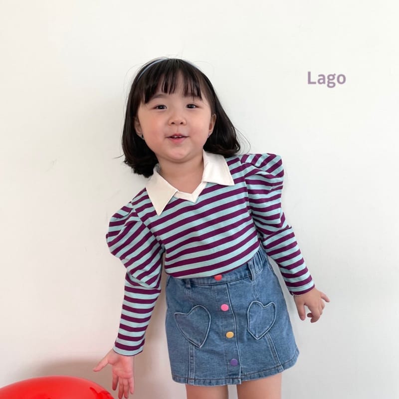 LAGO - Korean Children Fashion - #Kfashion4kids - Stripe Pleats Collar Tee - 8