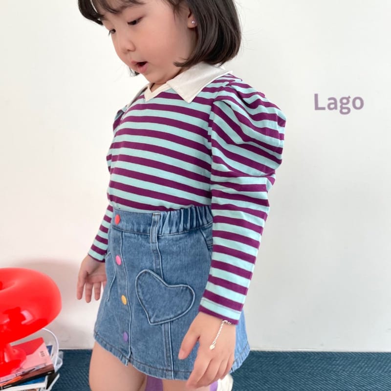 LAGO - Korean Children Fashion - #Kfashion4kids - Stripe Pleats Collar Tee - 9