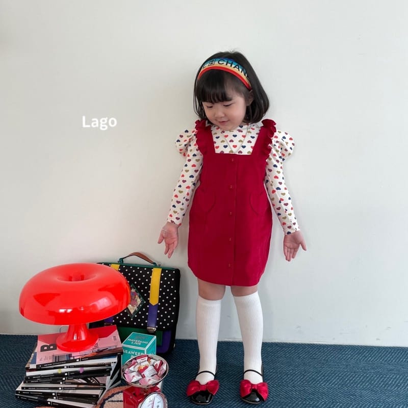 LAGO - Korean Children Fashion - #Kfashion4kids - Corduroy Heart One-piece - 5