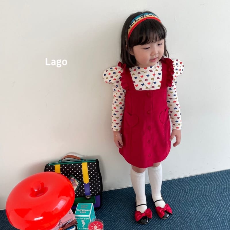 LAGO - Korean Children Fashion - #Kfashion4kids - Corduroy Heart One-piece - 6
