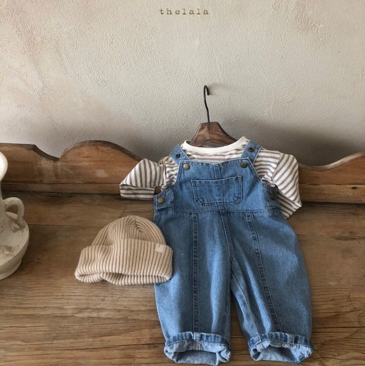LALA - Korean Children Fashion - #Kfashion4kids - Denim Dungarees Bodysuit