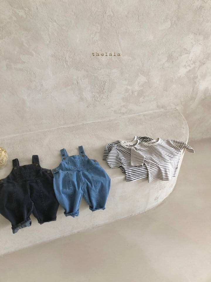 LALA - Korean Children Fashion - #Kfashion4kids - Denim Dungarees Bodysuit - 4