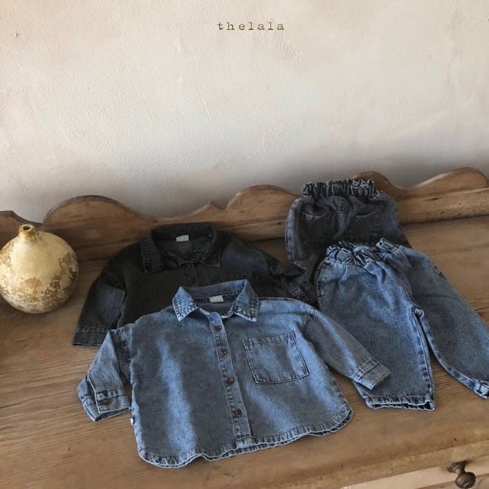 LALA - Korean Children Fashion - #Kfashion4kids - Stone Denim Shirt
