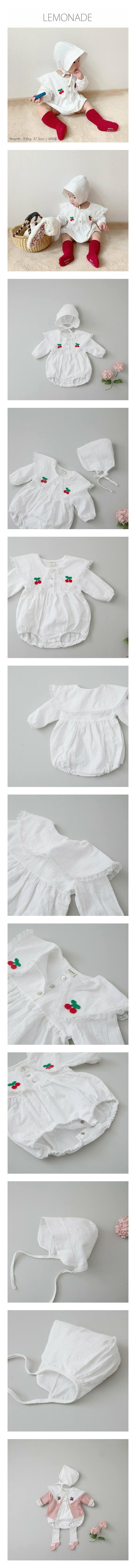 LEMONADE - Korean Children Fashion - #Kfashion4kids - Butterfly Cherry Bodysuit with Bonnet
