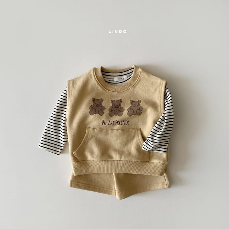 LINDO - Korean Children Fashion - #Kfashion4kids - 3 Bears Vest Tee Shorts Set - 4